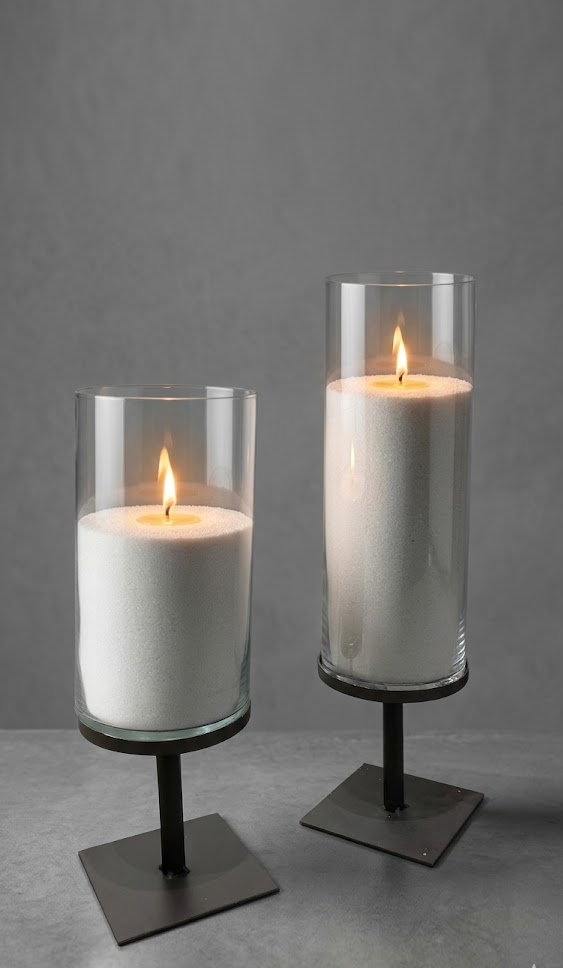 Candelabros con Cera de Arena Recargable
